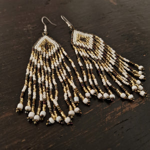 Golden feather earrings