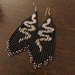 Silver snake  Beads earring